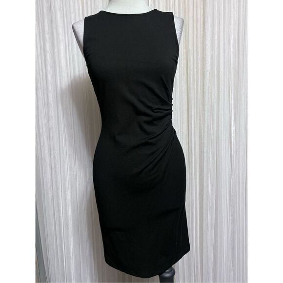 Kenneth Cole Black Sleeveless Ruched Tank Style Fitted Dress Size XS - Picture 1 of 5